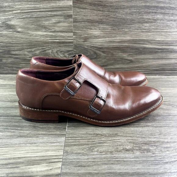 Ted Baker Men's Double Monk Strap Kartor 2 Chestnut Brown Oxford Shoes Size 8 - Picture 1 of 10